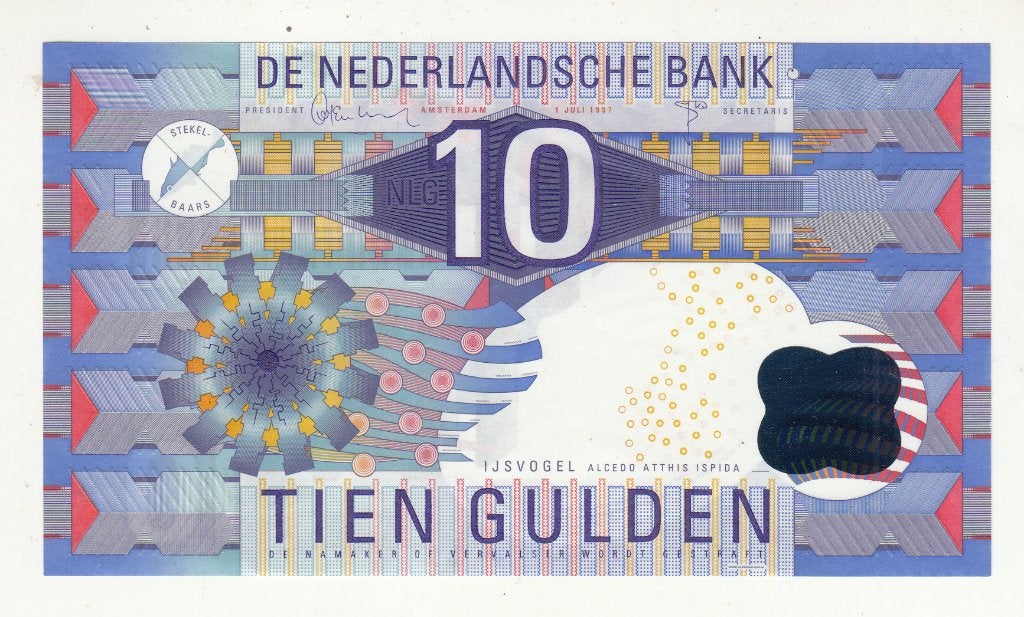 Nederland bankbiljet 10 gulden1997, thema IJsvogel, puntgaaf, Postzegels en Munten, Ophalen of Verzenden, 10 gulden, Los biljet