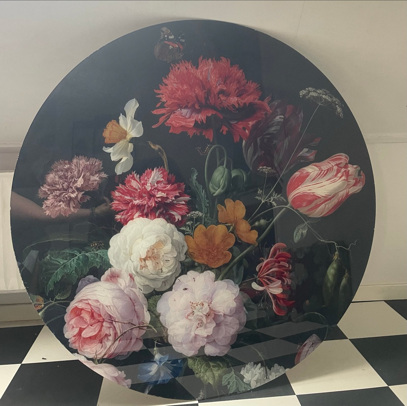 1 meter muurcirkel Rond schilderij bloemenstilleven deco, Ophalen