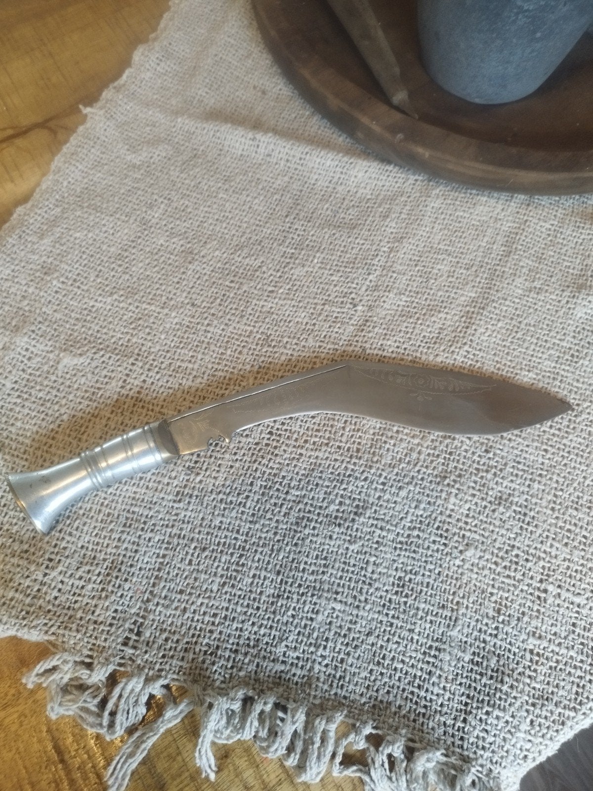 Vintage Kukri mes met metalen handvat, Antiek en Kunst, Ophalen of Verzenden