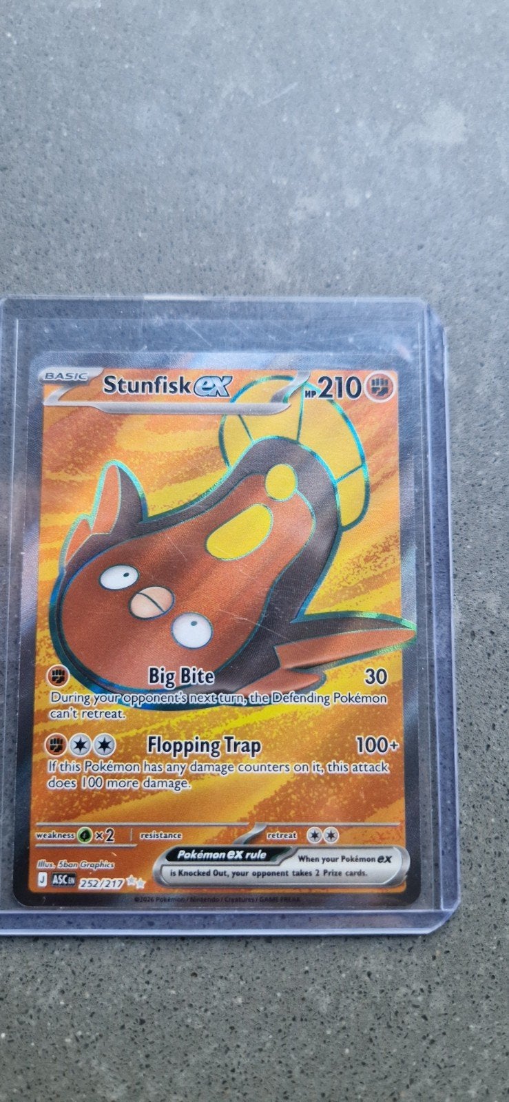 Stunfisk ex 252/217 Pokémon kaart, Ophalen of Verzenden, Zo goed als nieuw, Losse kaart