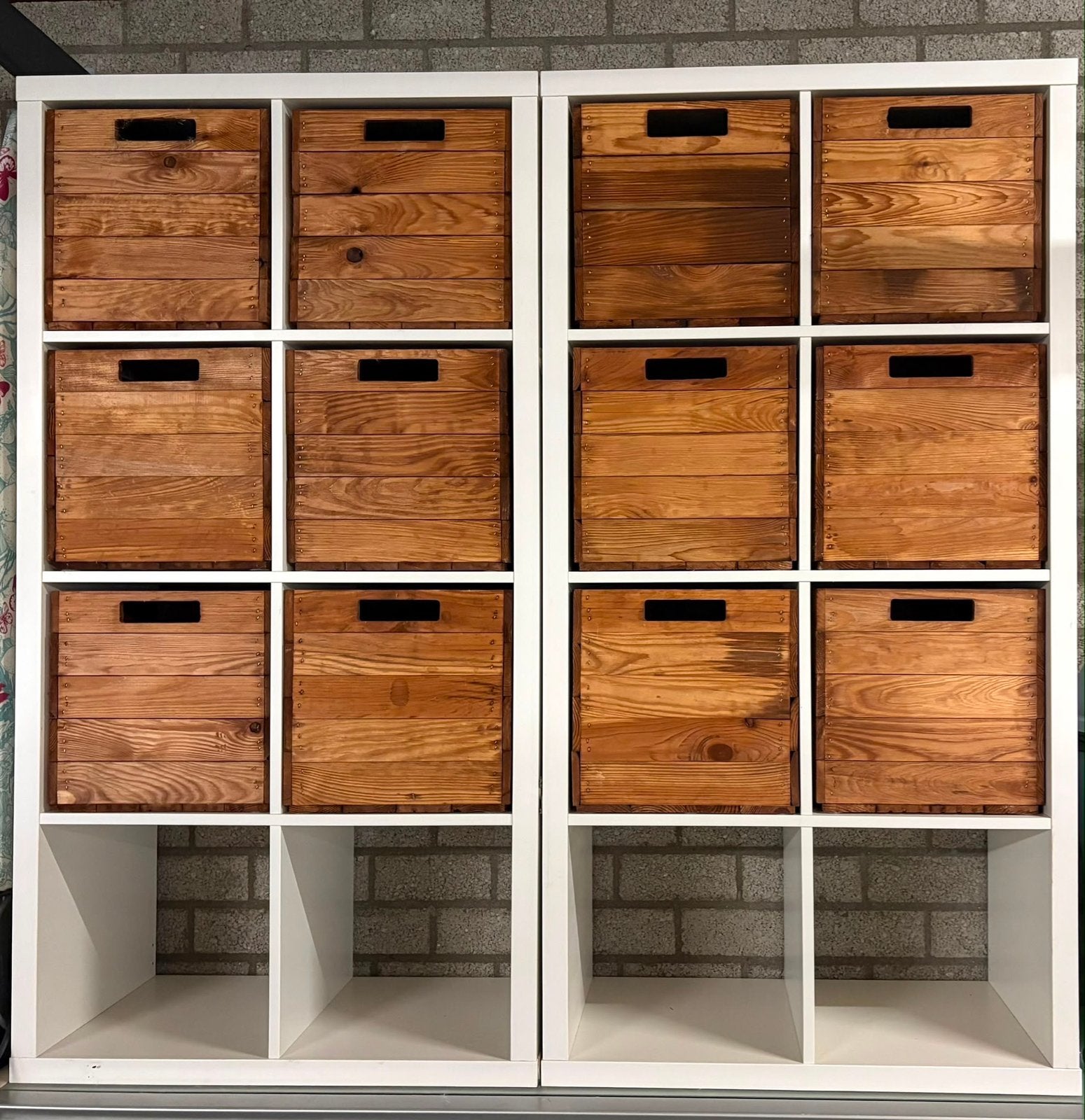 2 IKEA Kallax kasten met 12 bijpassende fruitkisten, Ophalen, Zo goed als nieuw