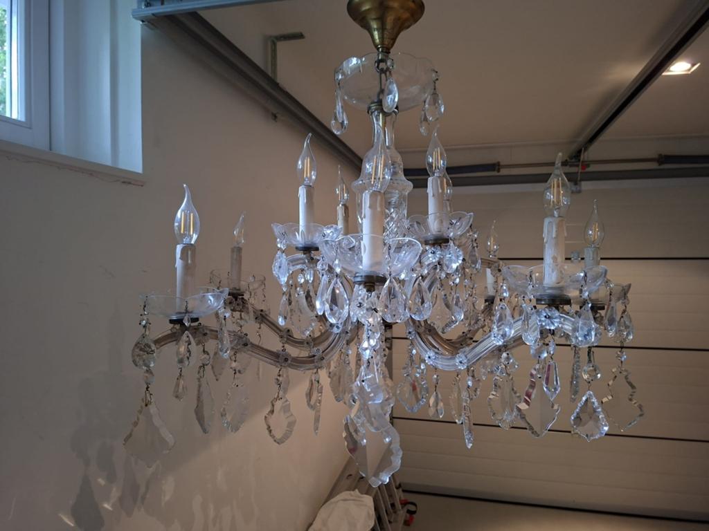 Echte Kristallen Maria Theresia Kroonluchter - 12 Arms, Ophalen, Gebruikt, Glas, Maria Theresia, Klassiek, Kristal