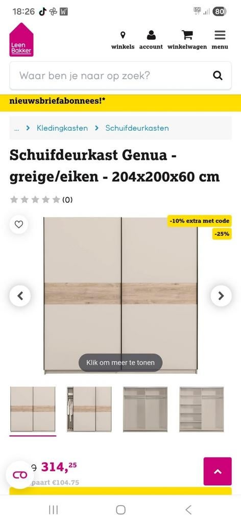 Schuifdeurkast Genua - zo goed als nieuw, incl. handleiding, Huis en Inrichting, Kasten | Kledingkasten, Ophalen, 200 cm of meer