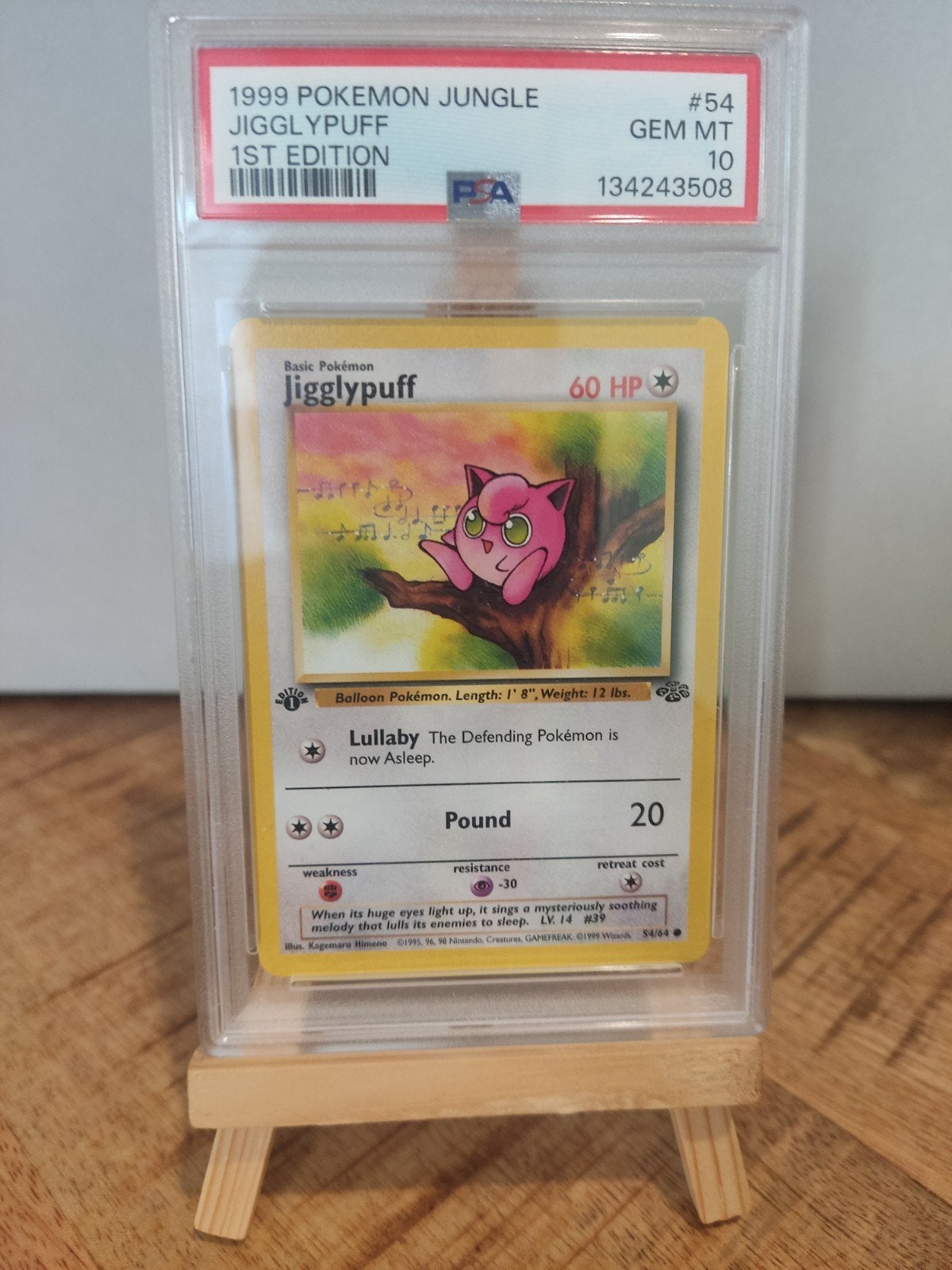Jigglypuff 1st Edition PSA 10 GEM MT - 1999 Pokémon Jungle, Ophalen of Verzenden, Zo goed als nieuw, Losse kaart
