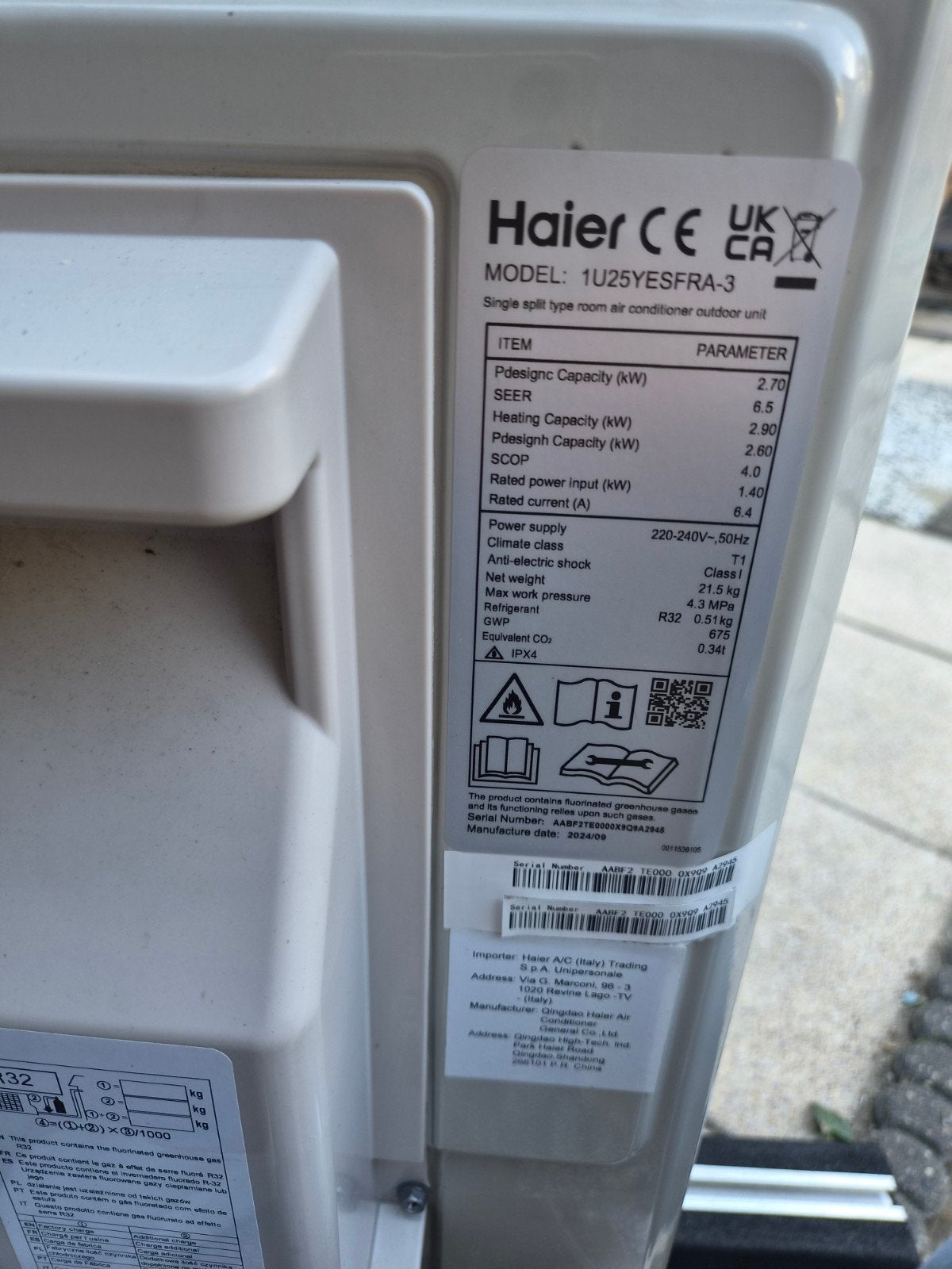 Haier Wandairco  - Koelen en Verwarmen (R32), Koelen en Ontvochtigen, Minder dan 60 m³, 3 snelheden of meer, Ophalen of Verzenden