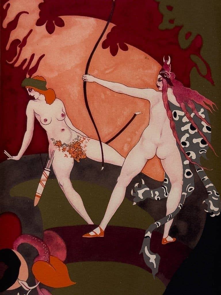 Jean de Bosschère, 3 originele Art Deco prenten 1925, Risque, Gebruikt, Ophalen of Verzenden, Voor 1940, Prent