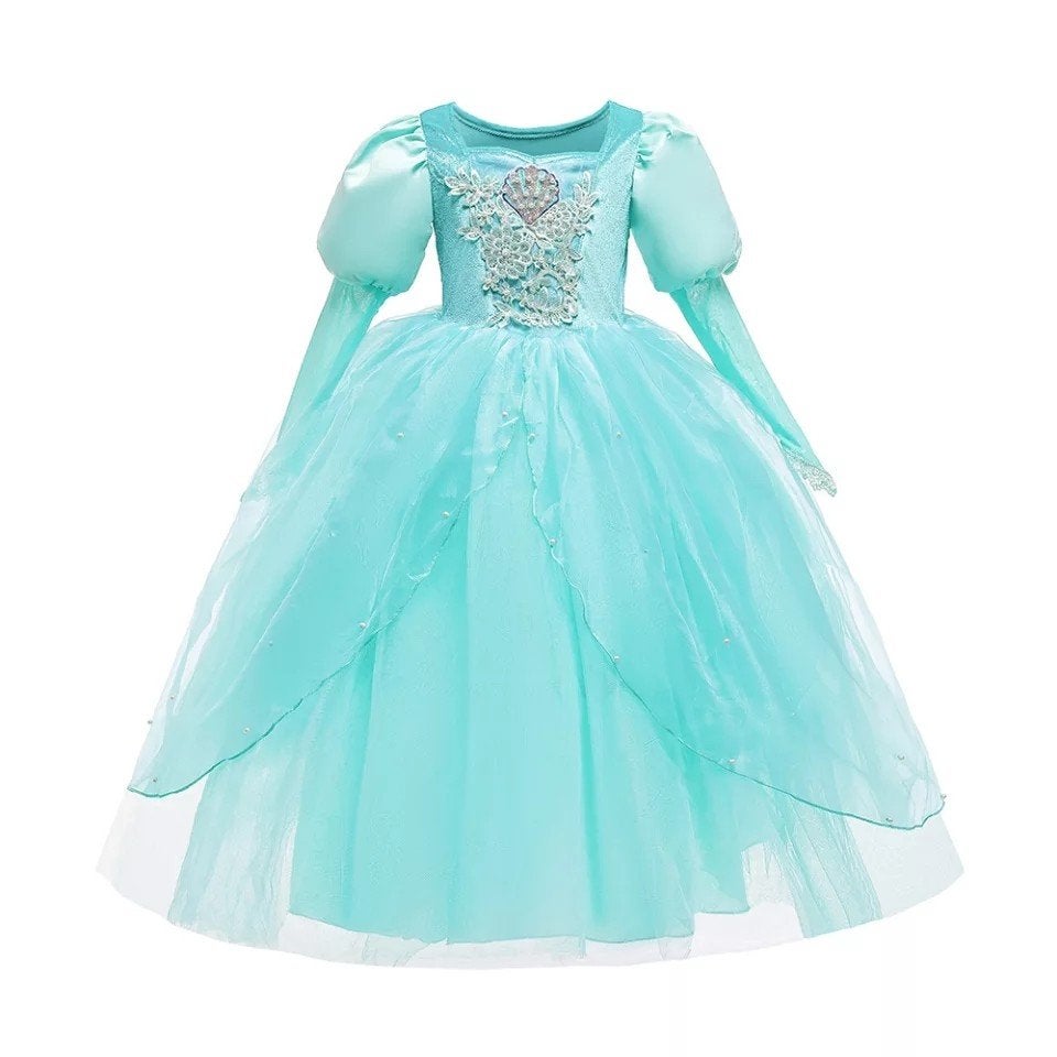 Prinsessenjurk zeemeermin Ariel turquoise maat 110-116, Kinderen en Baby's, Carnavalskleding en Verkleedspullen, Ophalen of Verzenden