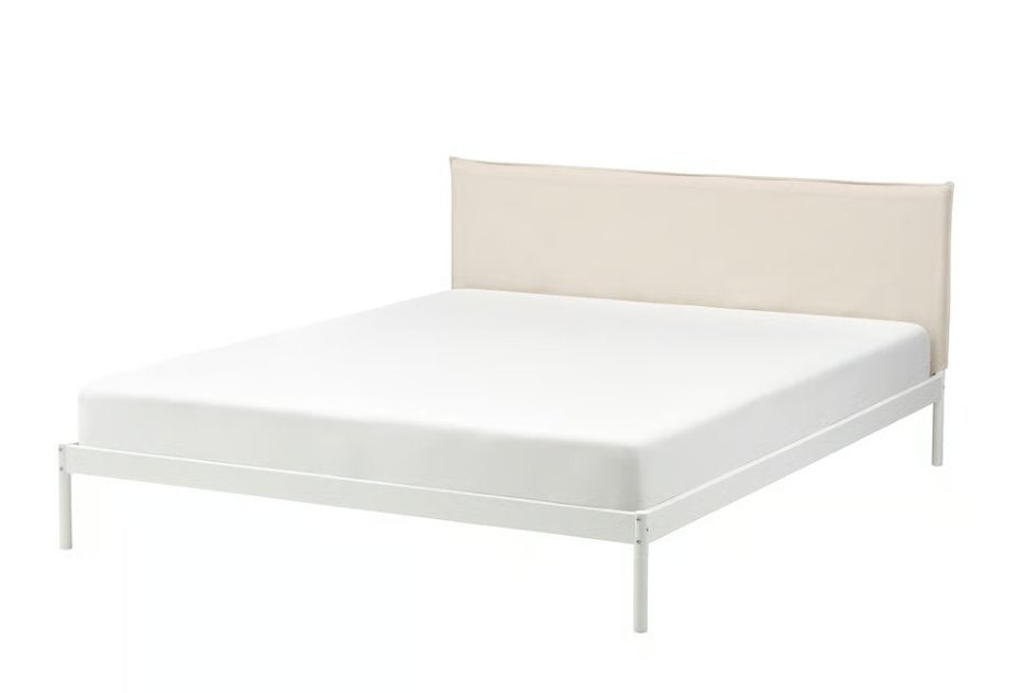 KLEPPSTAD Ikea Bed frame, white/Vissle beige, 140x200 cm, Ophalen, Wit, Tweepersoons, 140 cm