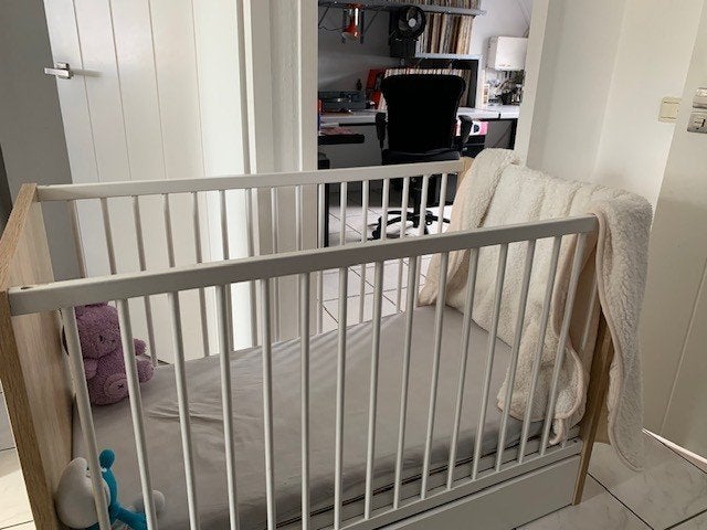 Kinderbed 60x120 cm met lattenbodem en matras en opberglade, Gebruikt, Minder dan 140 cm, Minder dan 70 cm, Ophalen