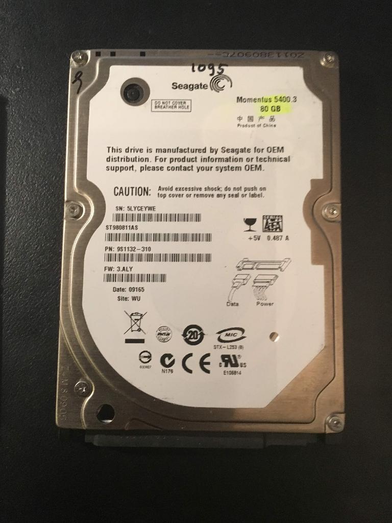 Seagate Momentus 5400.3 - 80GB SATA 2,5" 20-5, Computers en Software, Harde schijven, Ophalen of Verzenden, Gebruikt, Laptop