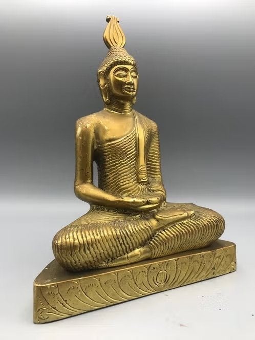 Sri Lankaanse Boeddha – brons – 25,5 cm, 25 cm, Ophalen of Verzenden, Nvt, Goud