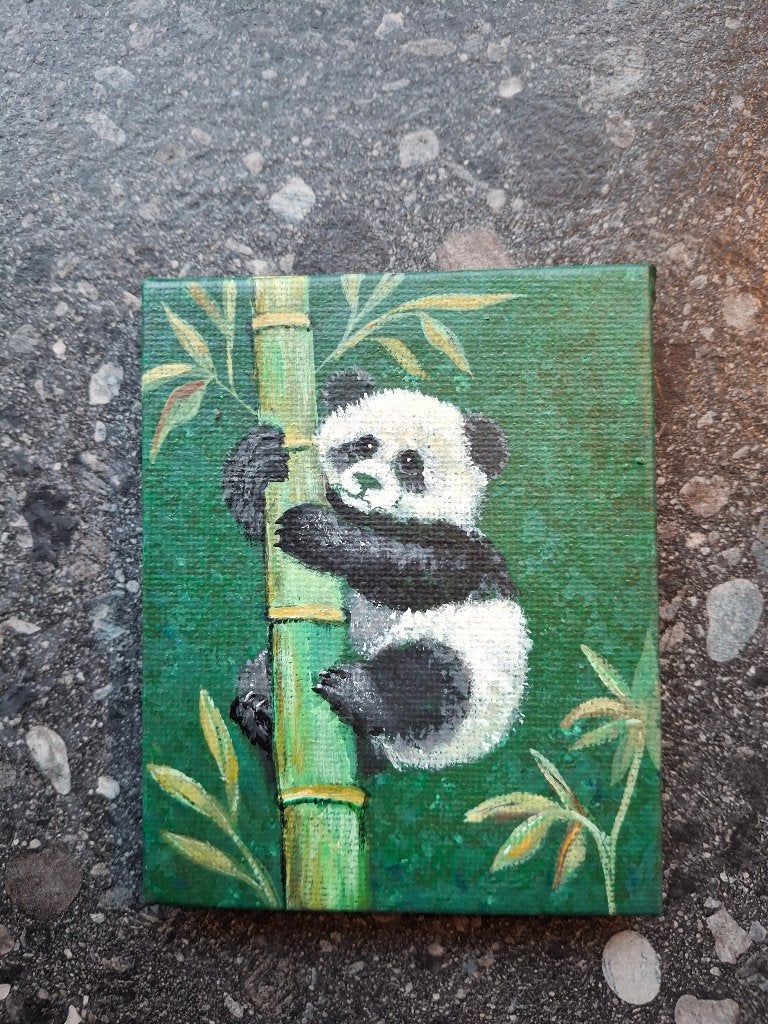 Klein schilderijtje Panda beertje , 10x12 cm, Ophalen, Minder dan 50 cm, Oorspronkelijke maker, Nieuw