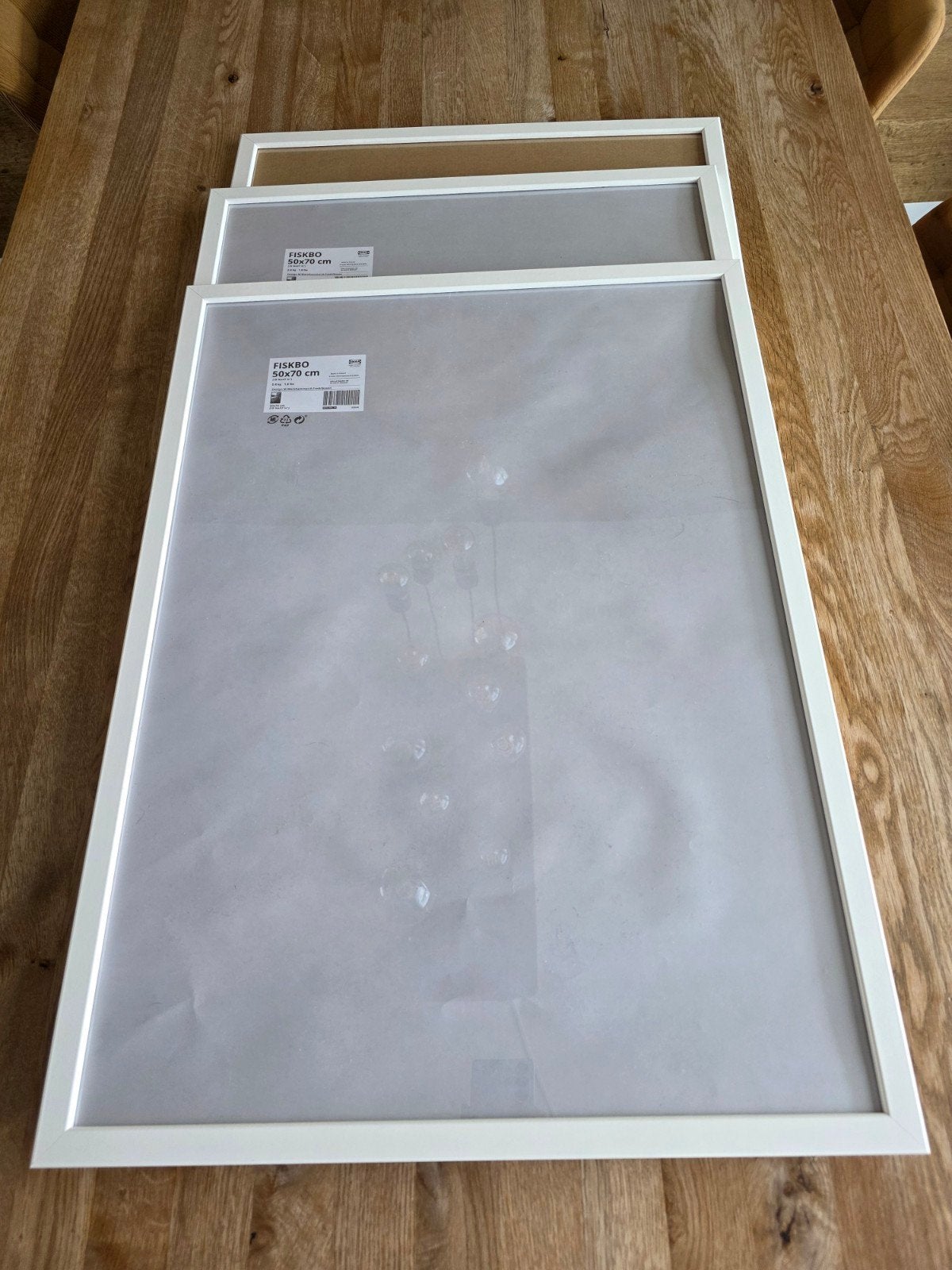 3x Ikea Fiskbo lijsten, 50x70 cm. Samen €6, Ophalen, Zo goed als nieuw, Wit, 50 cm