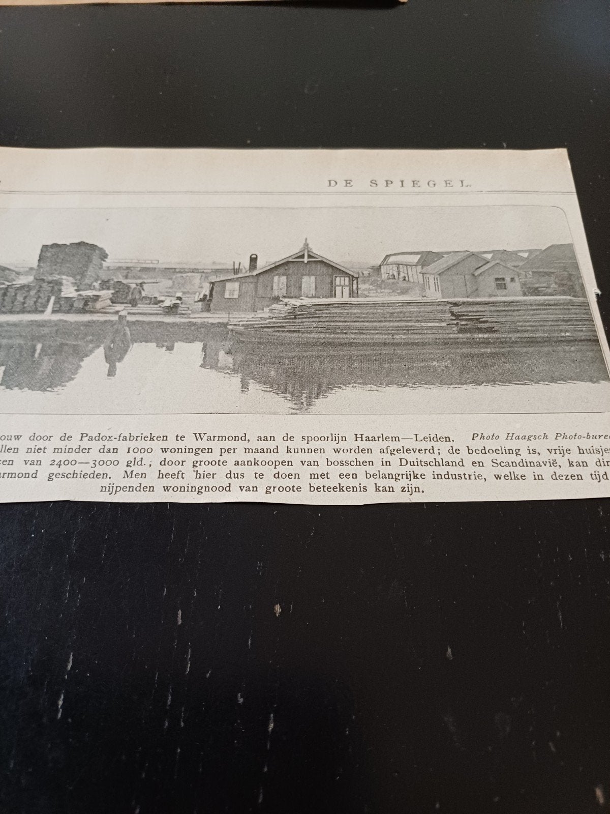 knipsel noodwoningen Padox fabriek Warmond 1919, Verzamelen, Ophalen of Verzenden, Voor 1920, Knipsel(s)