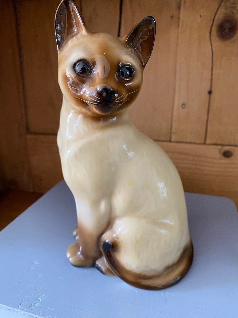 Vintage Siamese Kat 18 cm Beeld perfecte staat => als nieuw!, Vintage, Ophalen of Verzenden, Zo goed als nieuw, Beige