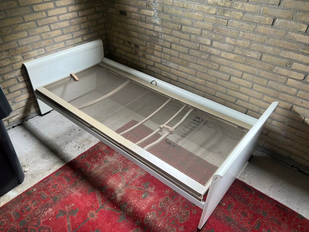 Te Koop : Vintage Auping 1-Persoons Bed Cleopatra Wit Hout, Ophalen, Gebruikt, Hout