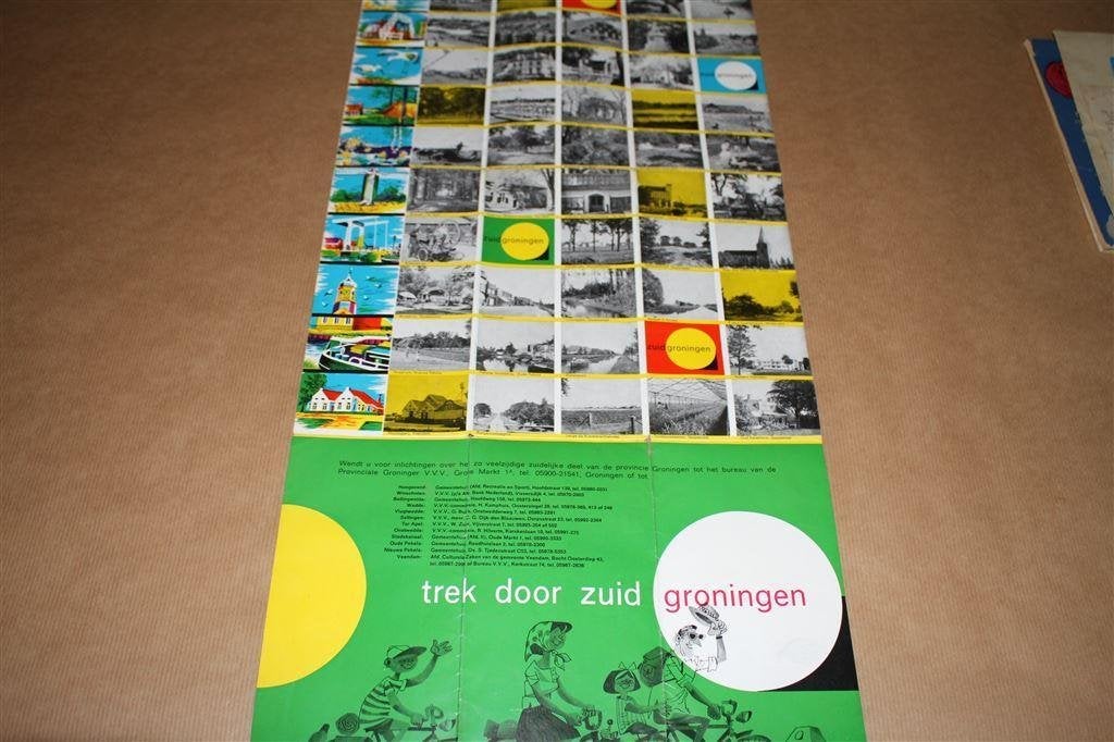 Oude toeristische uitgave Kaart Zuid Groningen. ca. 1965., Ophalen of Verzenden, Gelezen