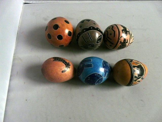 Stenen eieren met kunst beschilderd - 6 stuks., Ophalen of Verzenden