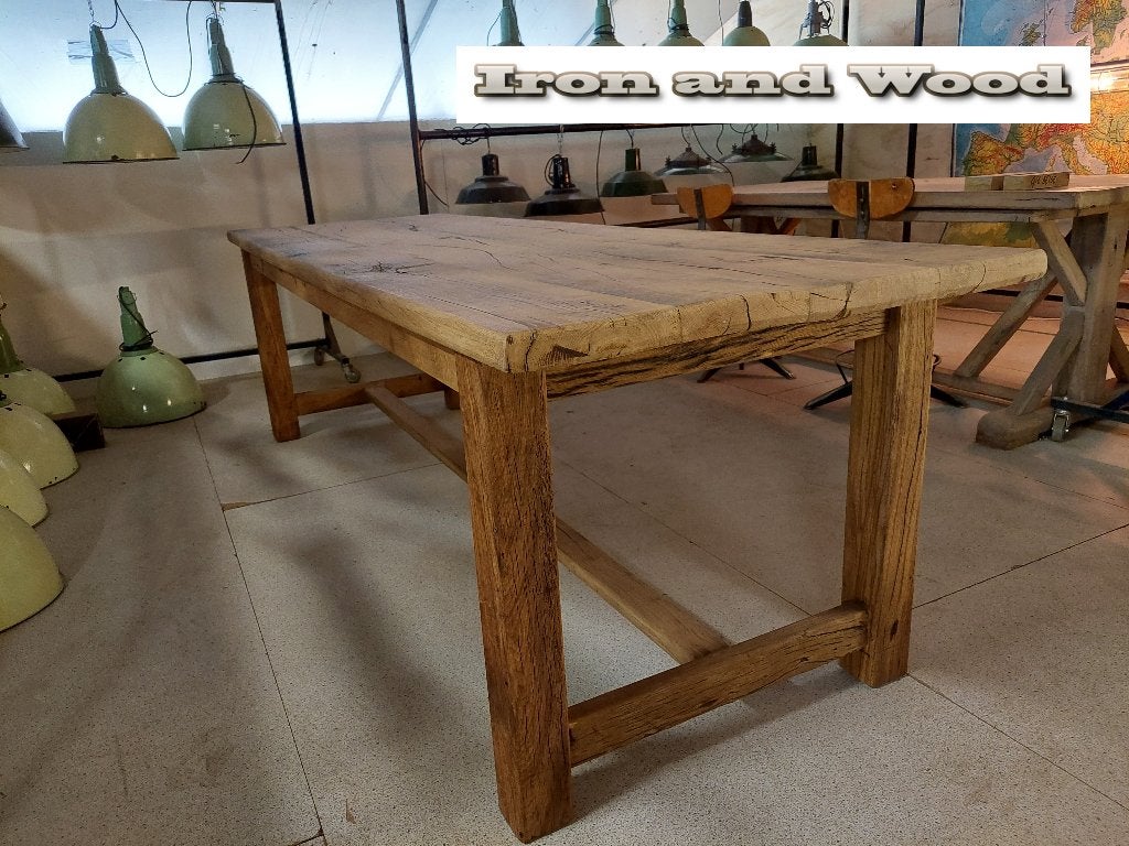 Kloostertafels op maat van robuuste oude eiken wagonplanken, Huis en Inrichting, Ophalen, Nieuw, Hout, Landelijk