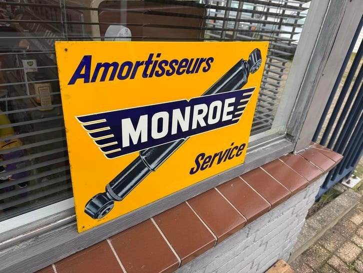 Vintage Monroe Schokdempers Reclamebord, Ophalen, Reclamebord, Gebruikt, .
