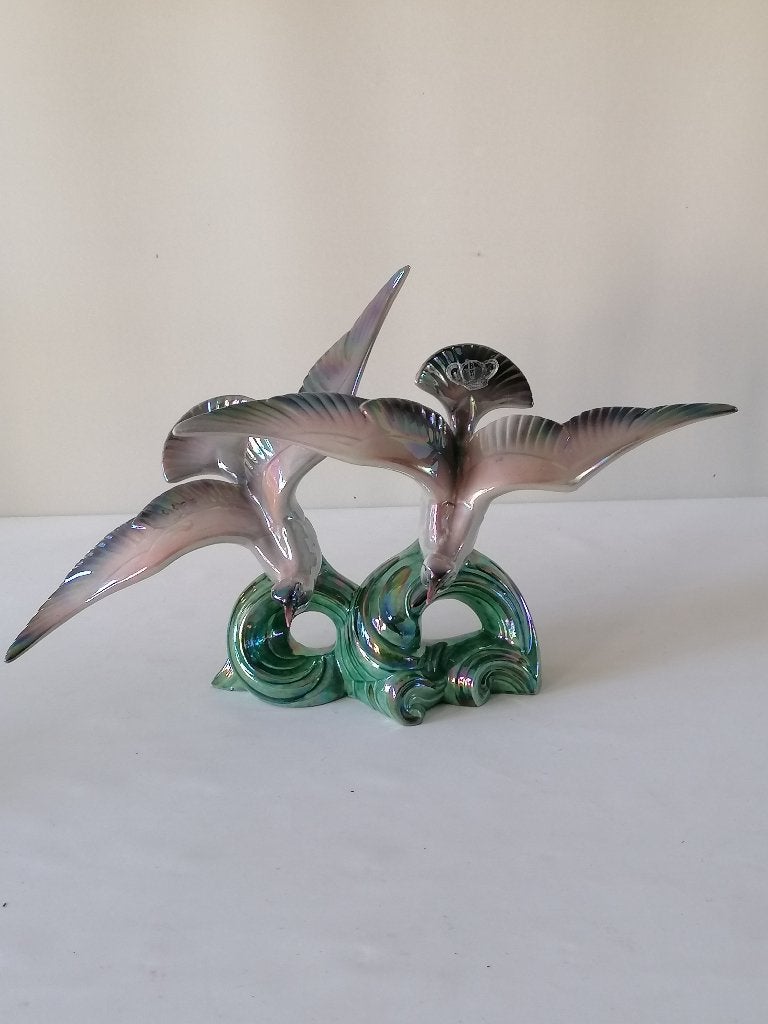 antiek keramiek beeld van vogels va n H Bequet gemerkt, Antiek en Kunst, Ophalen of Verzenden