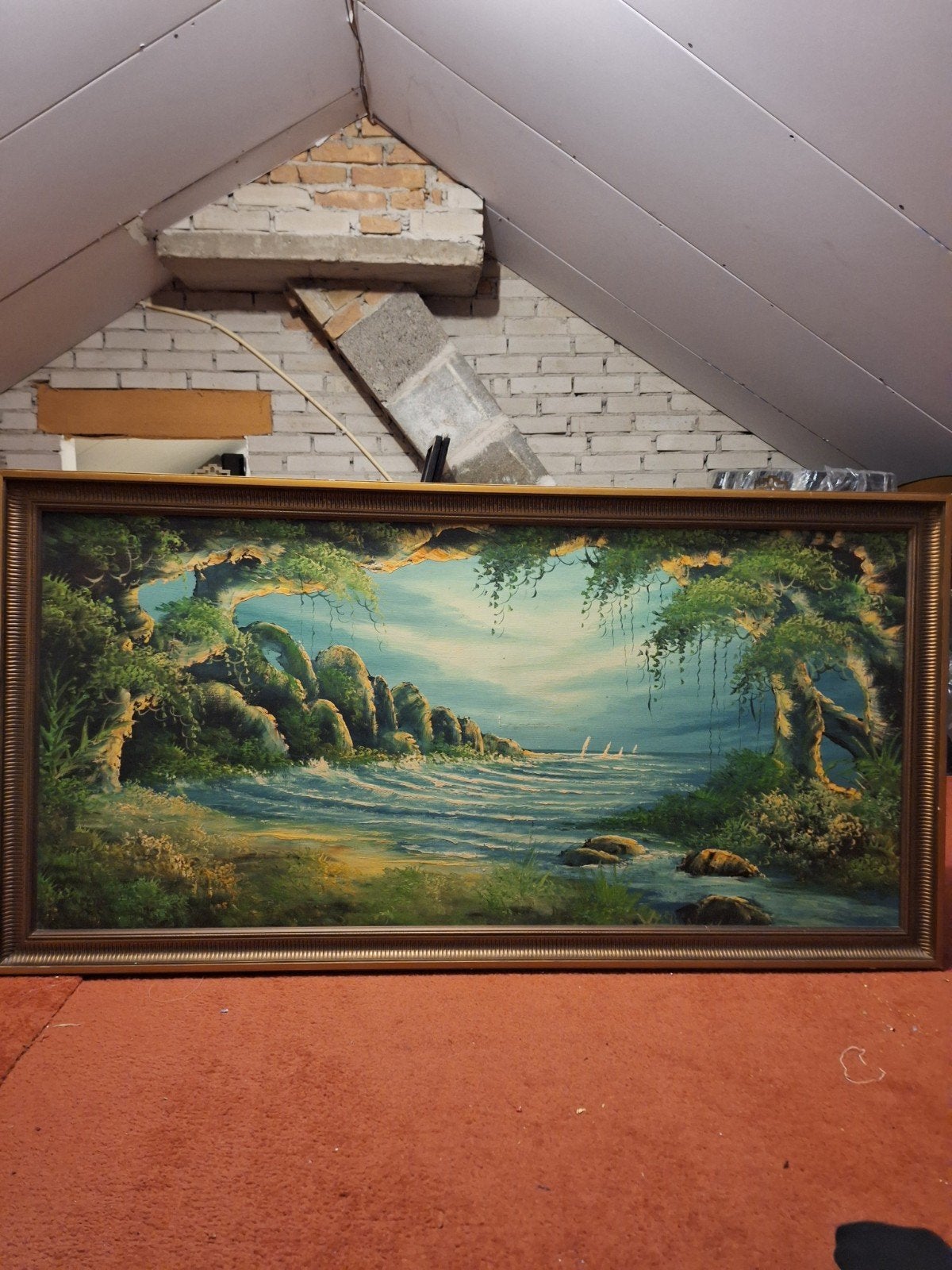 Schilderij van een Tropichezeezicht, Antiek en Kunst, Ophalen, Maritiem / water, Doek, Klassiek