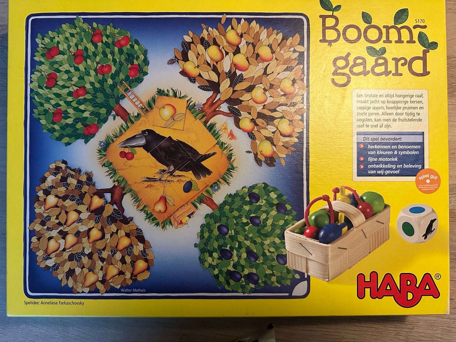 HABA Boomgaard: Leuk fruitplukspel voor jonge kinderen, Een of twee spelers, Ophalen of Verzenden, Zo goed als nieuw