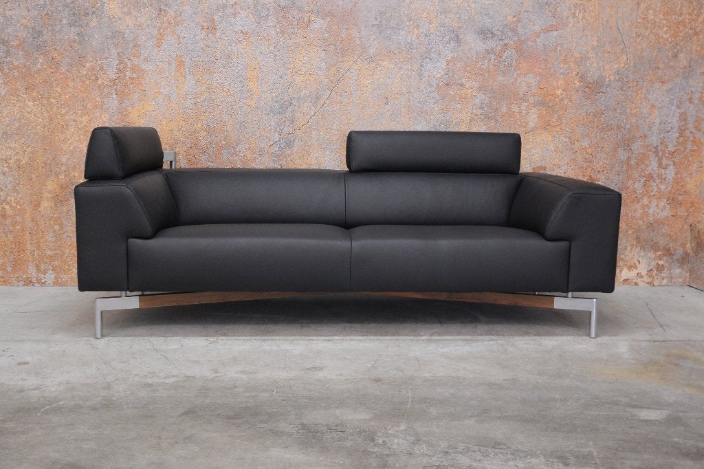 NIEUW beklede zwarte leren Leolux Howlo design bank, Huis en Inrichting, Leolux, Leolux, Driepersoons, 75 tot 100 cm