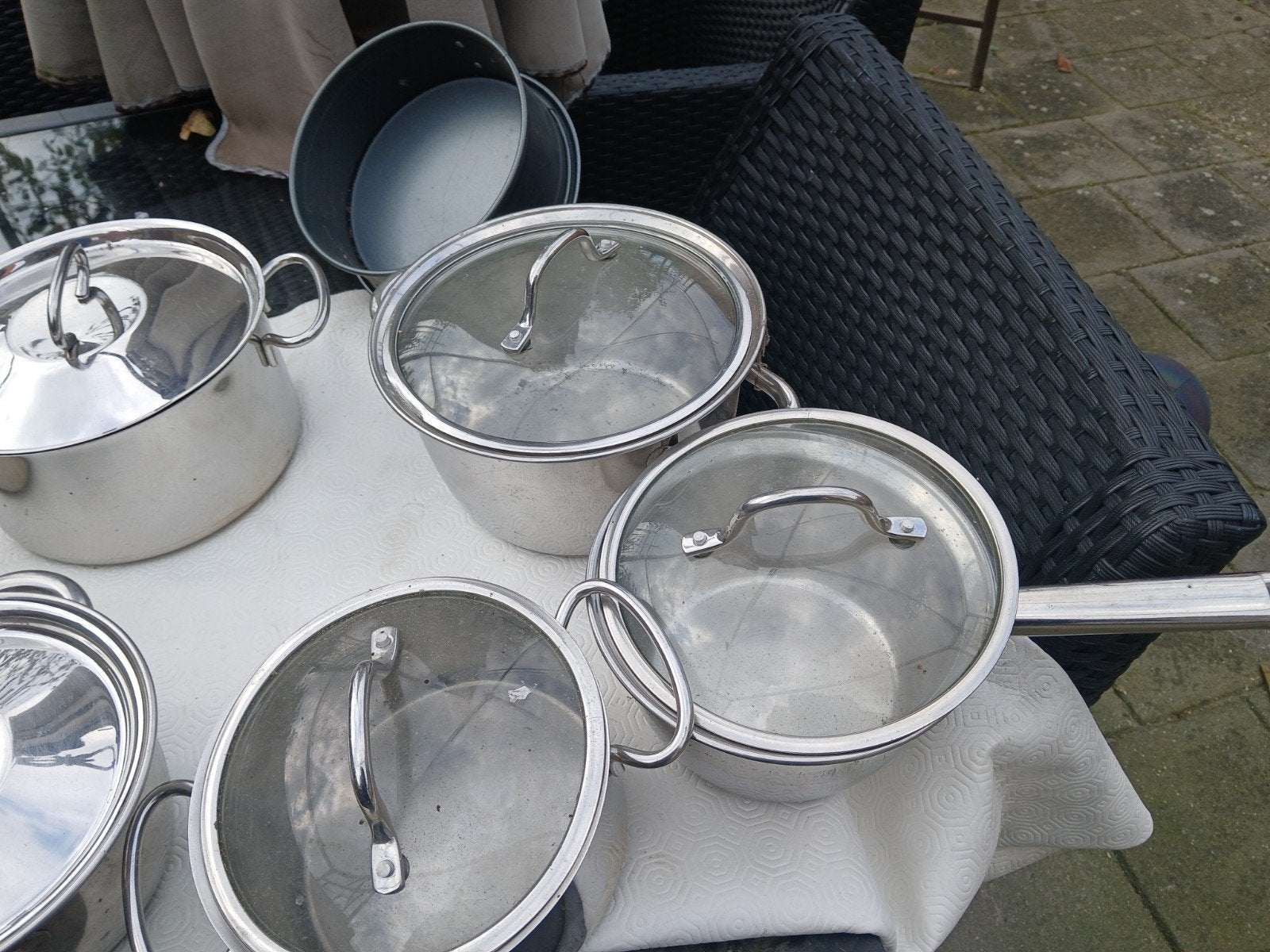 te koop keuken pannen gebruik maar nog goede, Huis en Inrichting, Ophalen of Verzenden, Gebruikt, Rvs, Pannenset