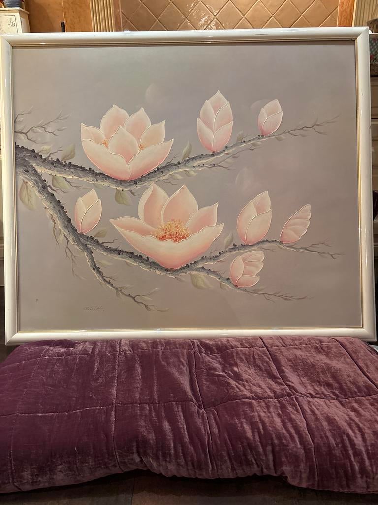 Schilderij met magnolia takken en bloesem, Ophalen