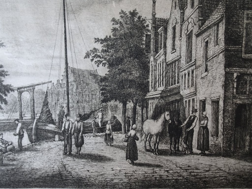 Ets gezicht op Hoorn, EC Rahms, n. C. Springer 1887, Antiek en Kunst, 1800 - 1899, Stadsgezicht, Origineel, Verzenden