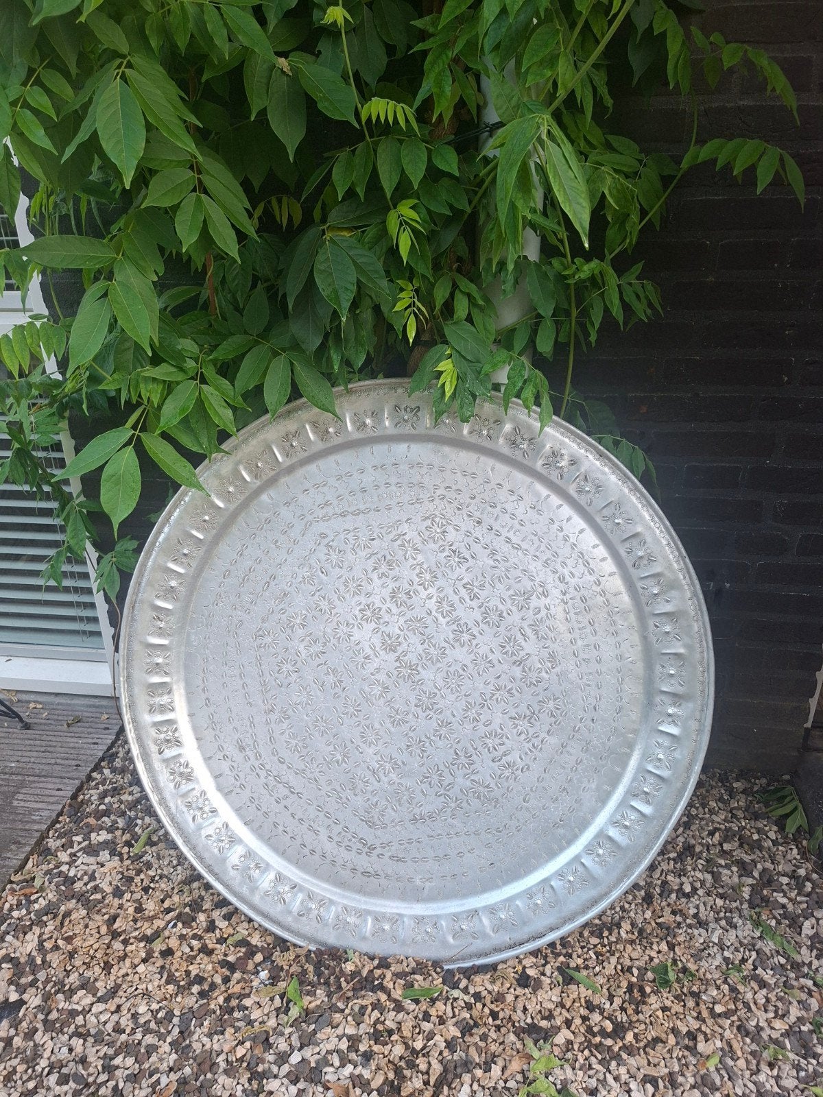 Groot marokkaans dienblad, Ophalen, Rond, Metaal