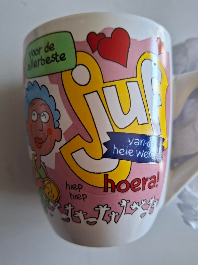 Beker cadeau voor juf., Ophalen of Verzenden, Zo goed als nieuw, Gebruiksvoorwerp