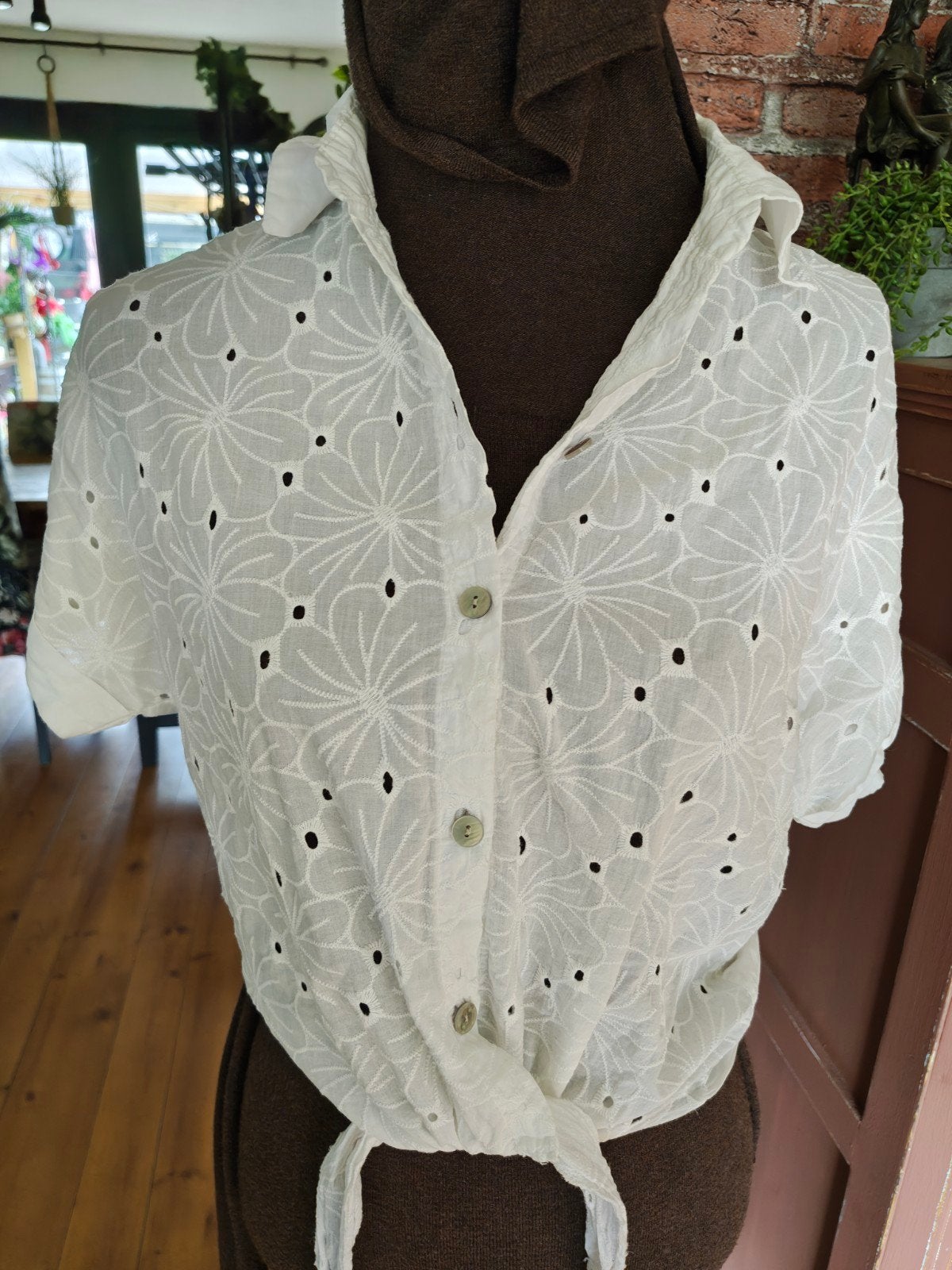 pescara blouse m l broderie wit, Ophalen of Verzenden, Zo goed als nieuw, Maat 42/44 (L), Wit