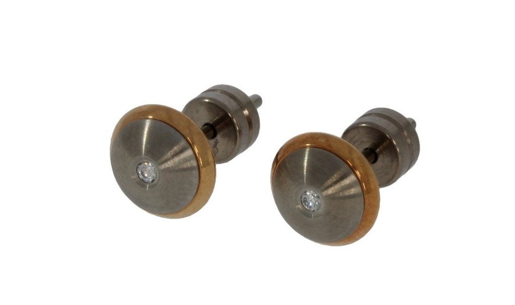Diamant fraai set oorbellen briljant stekers dames titanium