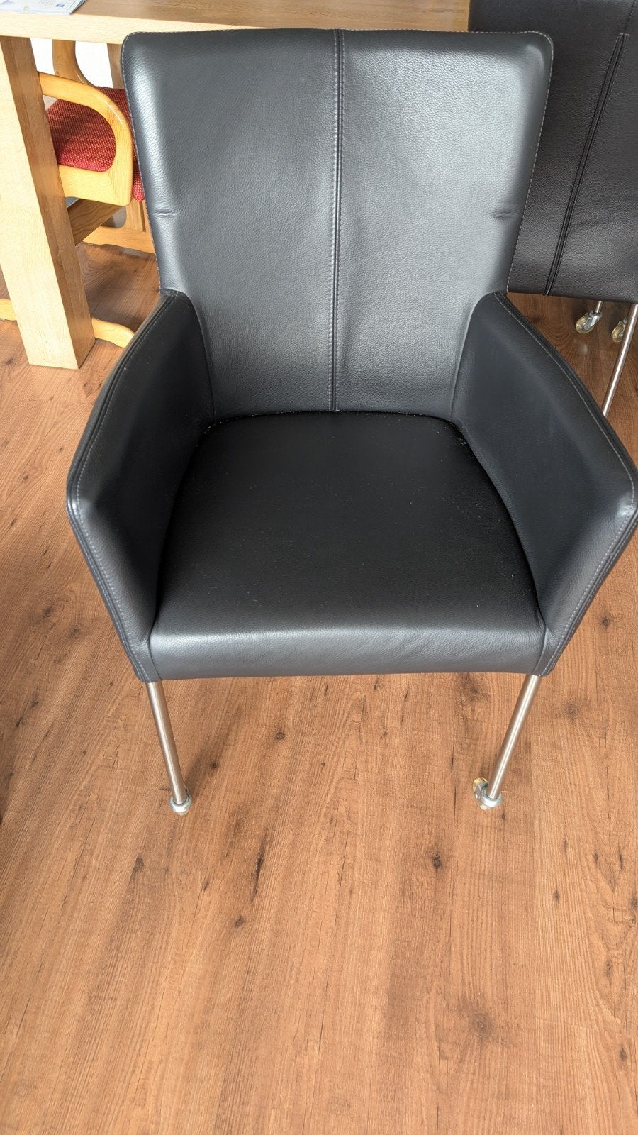 6x Donkerblauwe Leren Stoelen (4x zonder, 2x met, Ophalen, Gebruikt, Blauw, Leer