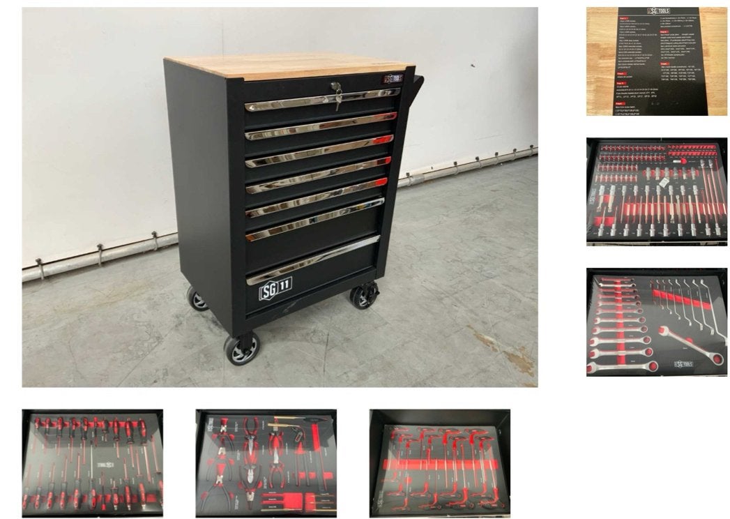 Gereedschapkar SG Tools 250-delig met houten werkblad, Ophalen of Verzenden, Nieuw