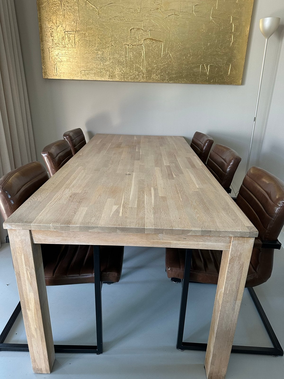 Massief houten eettafel - 200x90 cm, Huis en Inrichting, Tafels | Eettafels, Gebruikt, 50 tot 100 cm, 150 tot 200 cm, Vijf personen of meer