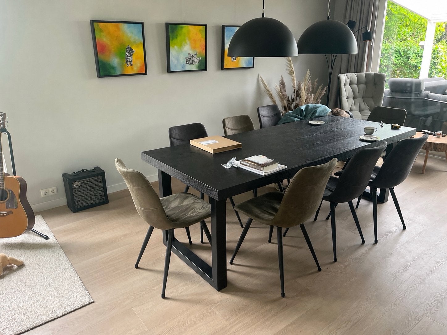 Moderne Zwarte Hanglampen - Ø 55 cm, Ophalen of Verzenden, Zo goed als nieuw, Metaal, 75 cm of meer