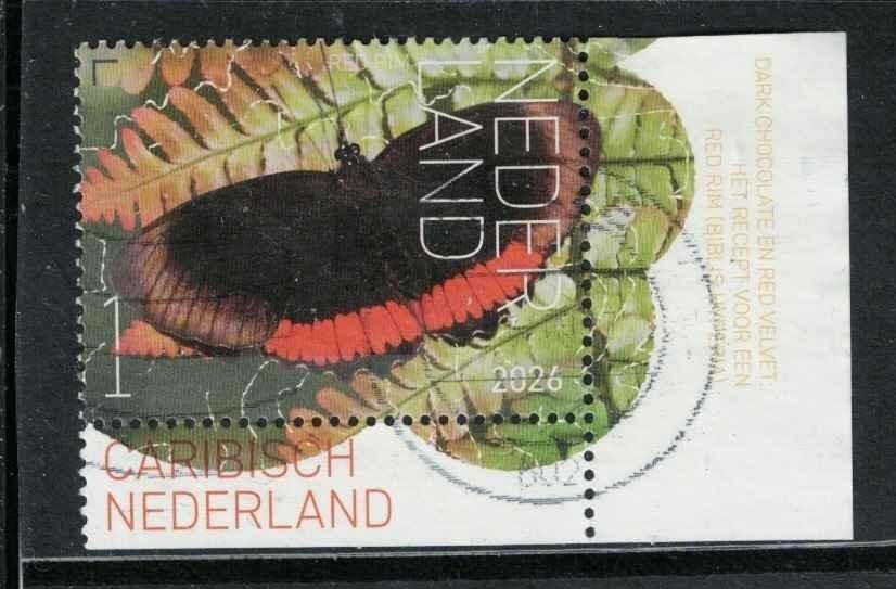 Nederland vlinders Saba - Red Rim, Postzegels en Munten, Ophalen of Verzenden, Gestempeld