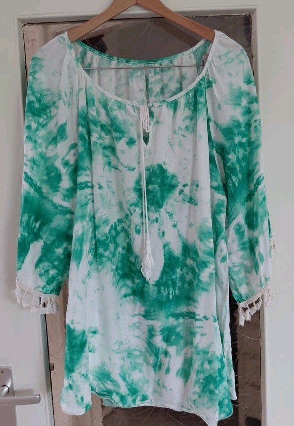 Ibiza ,boho ,batik tuniek ,viscose ,free size ( 52/54), Ophalen of Verzenden, Zo goed als nieuw, Blouse of Tuniek