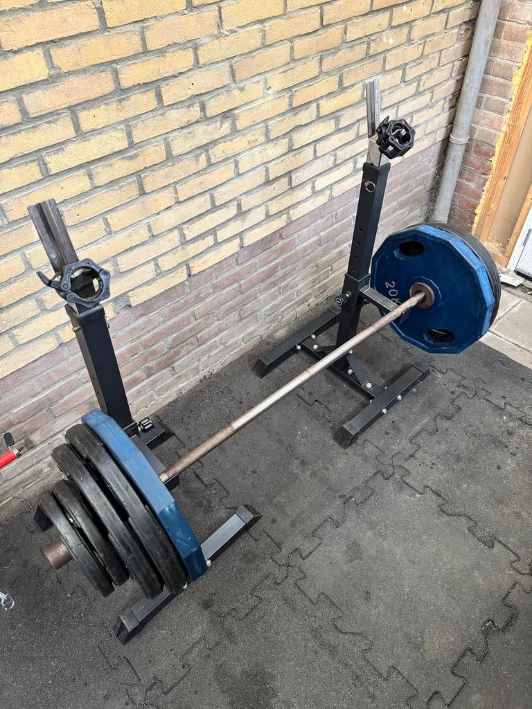 Complete Homegym! 140kg, fitness set, halter set, Ophalen, Gebruikt, Benen, Fitnessbank