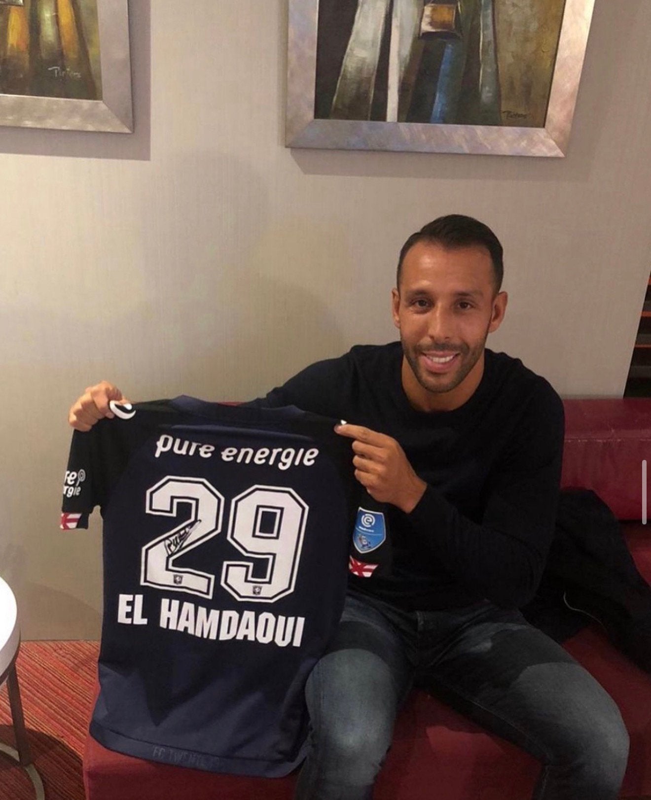 El Hamdaoui Matchworn FC Twente, Verzamelen, Ophalen of Verzenden, Zo goed als nieuw, F.C. Twente, Shirt