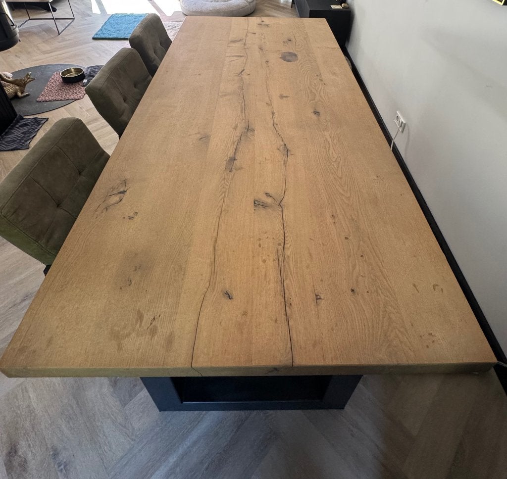 Eiken eettafel 110 x 235 cm, Huis en Inrichting, Tafels | Eettafels, Ophalen, Gebruikt, 100 tot 150 cm, Rustiek