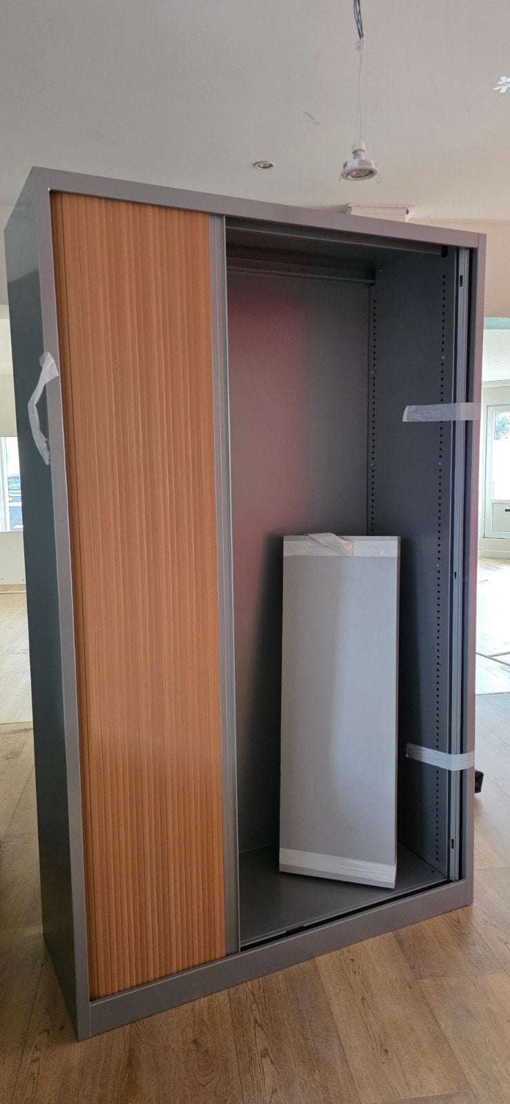 3 Archiefkasten met roldeur - Grijs/Hout, Huis en Inrichting, Ophalen, Gebruikt, 25 tot 50 cm, Minder dan 100 cm