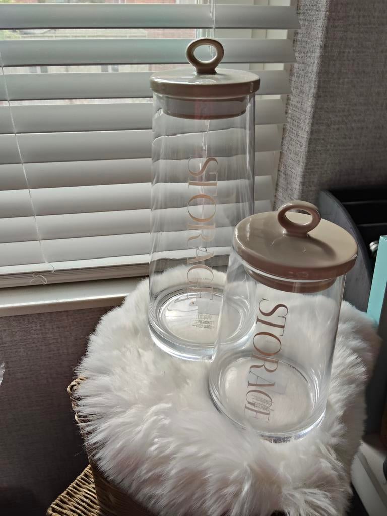 Riviera Maison loft storage jar set S&L, Ophalen of Verzenden, Zo goed als nieuw, Glas, Pot, Bus of Blik