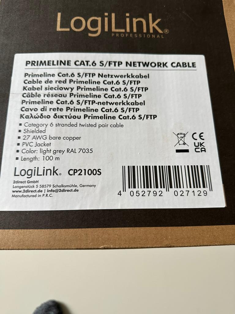 Netwerkkabel cat. 6 s/ftp, Ophalen, Zo goed als nieuw