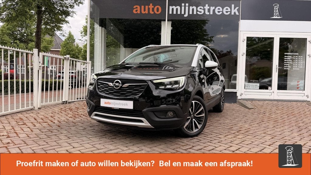Opel Crossland X 1.2 Turbo Ultimate | Automaat | Navi | Lede, Auto's, Opel, 840 kg, Gebruikt, Zwart, Leder