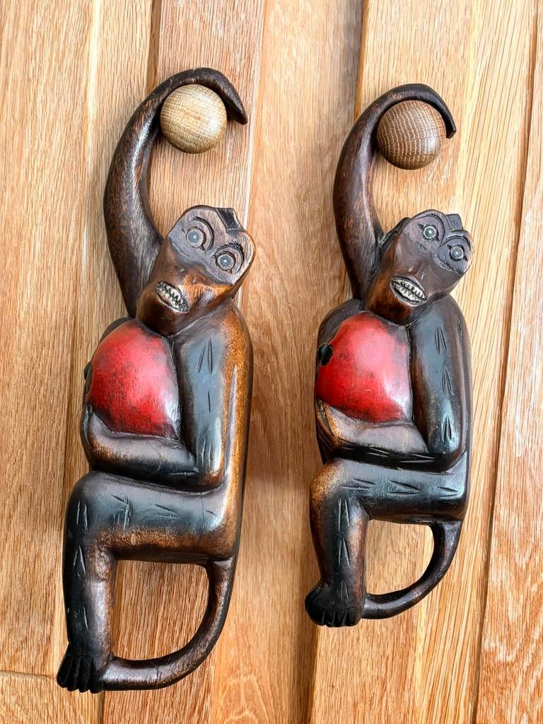 Leuke apen, handgesneden hout, Antiek en Kunst, Kunst | Beelden en Houtsnijwerken, Houtsnijwerk, Art deco, Ophalen of Verzenden