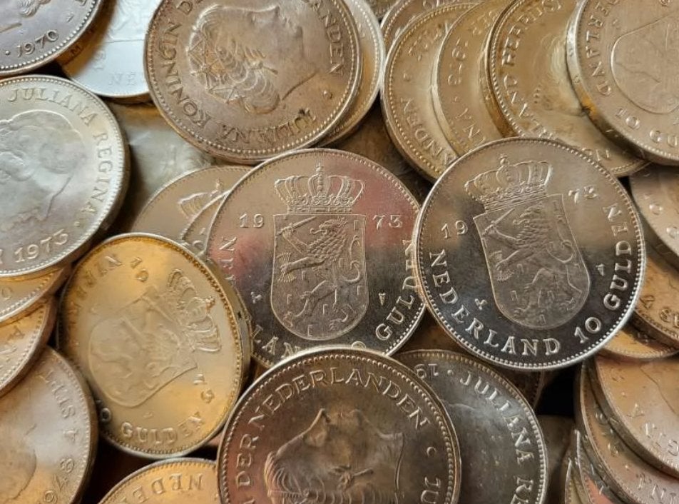 Nederland 1 kilo zilveren 10 guldenmunten 1970 en 1973, Ophalen of Verzenden, Zilver